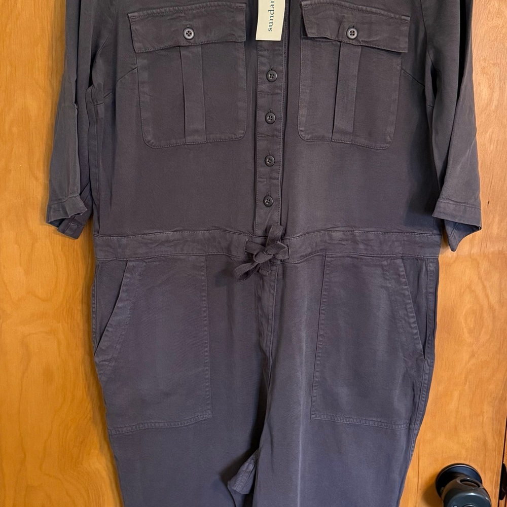NWT Sundance All Roads Gray Graphite Jumpsuit Size L Petite Women - Picture 4 of 14